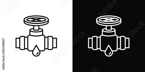 Water Valve Icon In Black And White Style