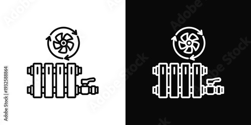 Radiator System Icon In Black And White Style