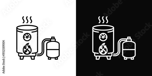 Hot Water System Icon In Black And White Style