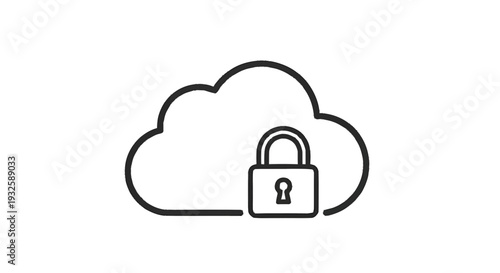 Cloud security icon with padlock symbol for data protection.