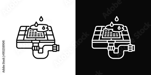 Shower Drain Icon In Black And White Style