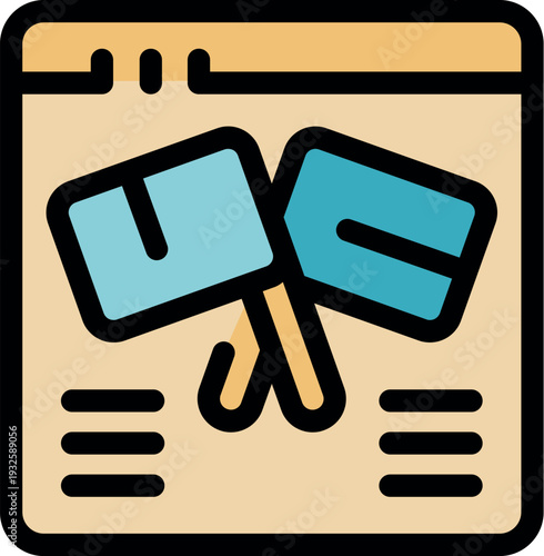 Auction paddles crossing on website homepage, representing online bidding competition and sales