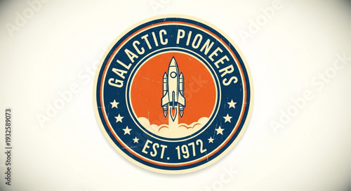 Galactic Pioneers Emblem - A Vintage Patch of Space Exploration and Rocketry.