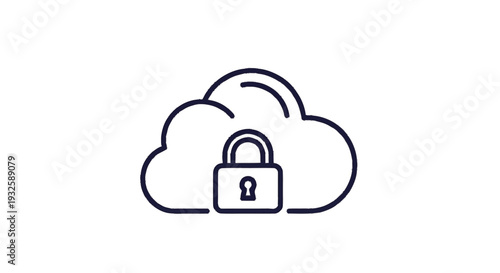 Cloud security icon with padlock symbol for data protection.