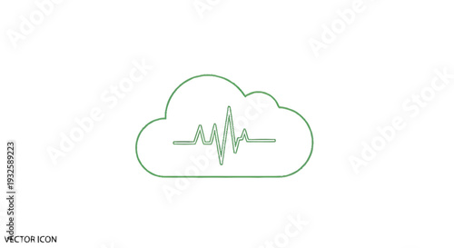 Cloud with Heartbeat Line Icon.