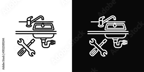 Under Sink Work Icon In Black And White Style