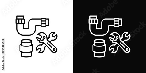 Pipe Replacement Icon In Black And White Style