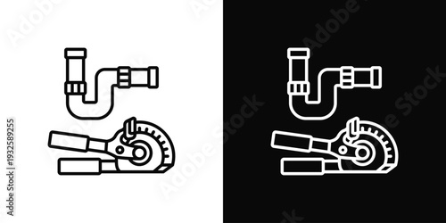 Pipe Bending Icon In Black And White Style