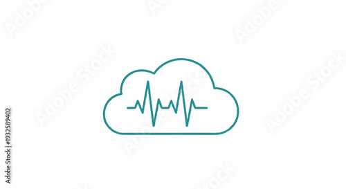 Cloud with Heartbeat Line Symbolizing Health Data.