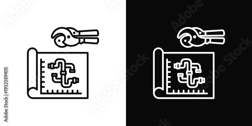 Construction Site Plumbing Icon In Black And White Style
