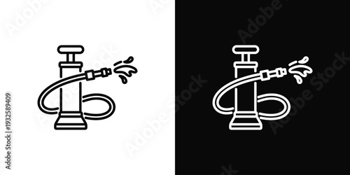 Handheld Pump Icon In Black And White Style