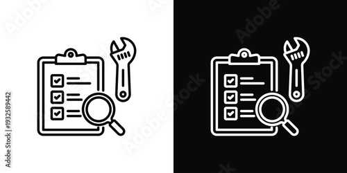 Final Inspection Icon In Black And White Style