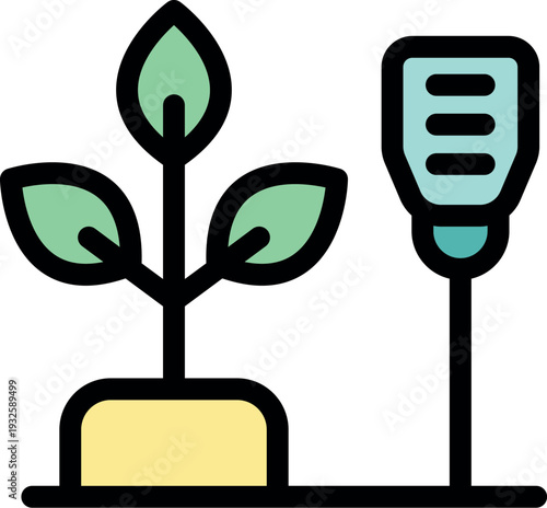 Led grow lights nurture a small plant, symbolizing innovation in sustainable agriculture and efficient resource utilization