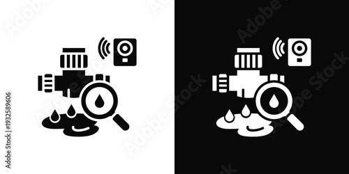 Leak Detection Icon In Black And White Style