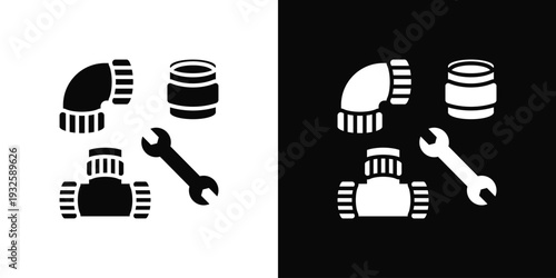 Pipe Fittings Icon In Black And White Style