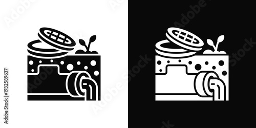 Sewer Line Icon In Black And White Style