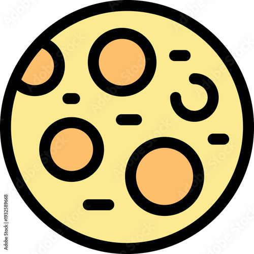 Simple vector graphic of the full moon, shining brightly in the night sky