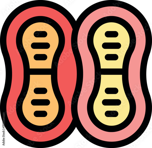 Colorful illustration of two peanut seeds, highlighting growth stages within their shells, useful for educational or agricultural content