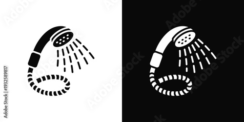 Shower Head Icon In Black And White Style