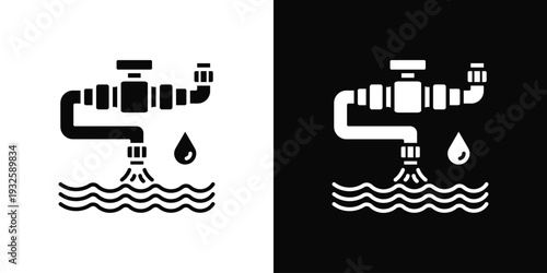 Water Supply Line Icon In Black And White Style