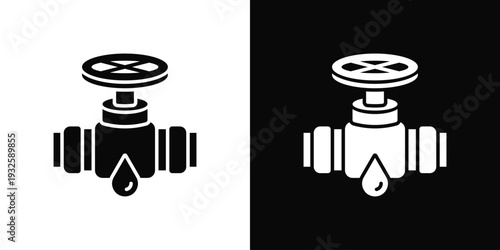 Water Valve Icon In Black And White Style