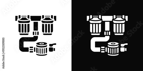 Water Filter Icon In Black And White Style
