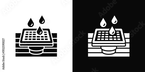 Floor Drain Icon In Black And White Style