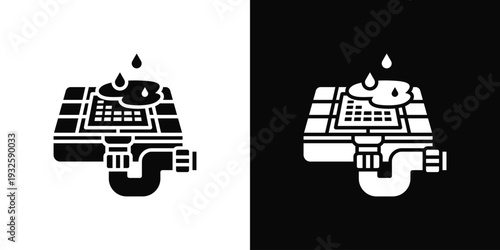 Shower Drain Icon In Black And White Style
