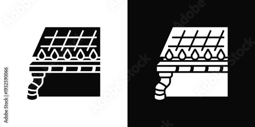Roof Gutter Icon In Black And White Style