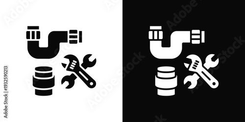 Pipe Replacement Icon In Black And White Style