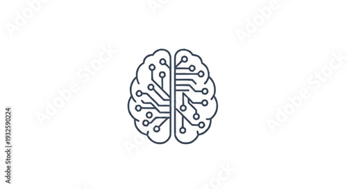 Digital Brain Icon Representing Artificial Intelligence and Technology.