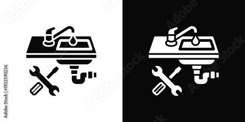 Under Sink Work Icon In Black And White Style