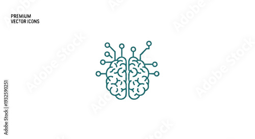 Digital Brain Icon Representing Artificial Intelligence and Technology.