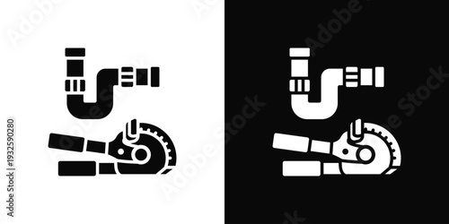 Pipe Bending Icon In Black And White Style