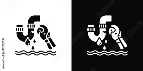 Pipe Leakage Icon In Black And White Style