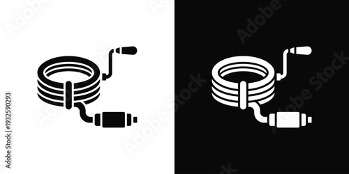 Drain Snake Icon In Black And White Style