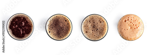 Tableau sur toile Glass of dark beer on white background
