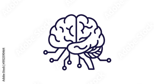 Digital Brain Icon Representing Artificial Intelligence and Technology.