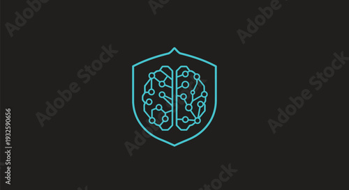 Cybersecurity Brain Shield Digital Network Protection.