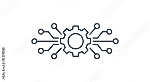Digital Gear Technology Circuit Board Connection Concept.