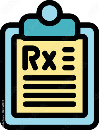 Medical prescription on a clipboard with rx symbol, representing doctor's orders and pharmacy instructions