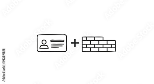 Identity Card and Brick Wall Combination Symbol.