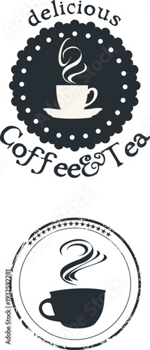 Black and white coffee and tea logos