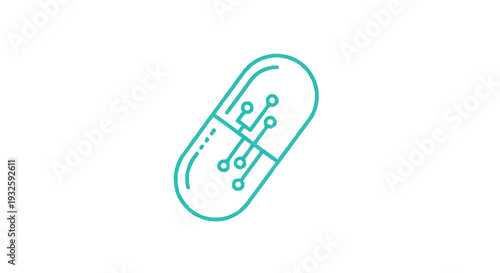 Digital Pill With Circuit Board Inside Representing Future Medicine.