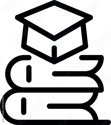 Graduation cap placed on a stack of books, representing academic achievement and knowledge