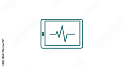 Digital health monitoring tablet displaying vital signs waveform.