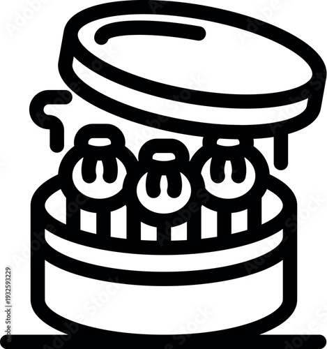 Freshly steamed dumplings served in a traditional bamboo steamer basket, releasing aromatic steam