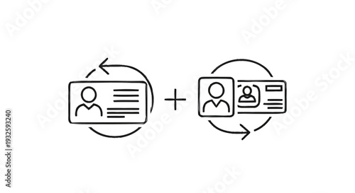 Identity Card Exchange and Verification Process Iconography.