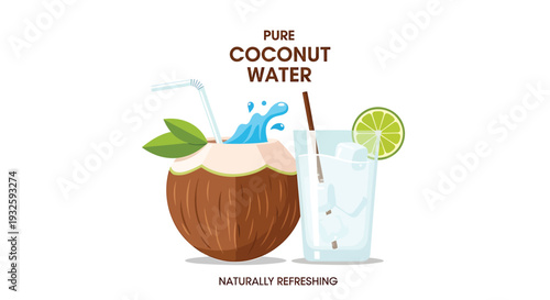 Coconut water vector illustration