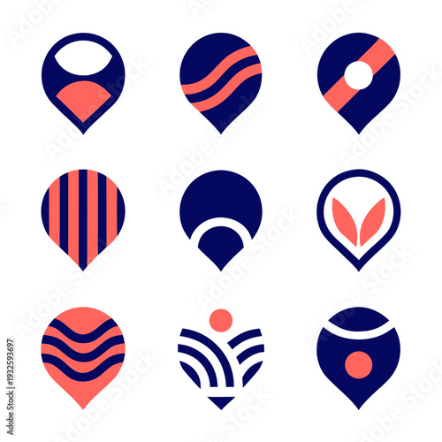 Modern Abstract Location Pin Icons Collection